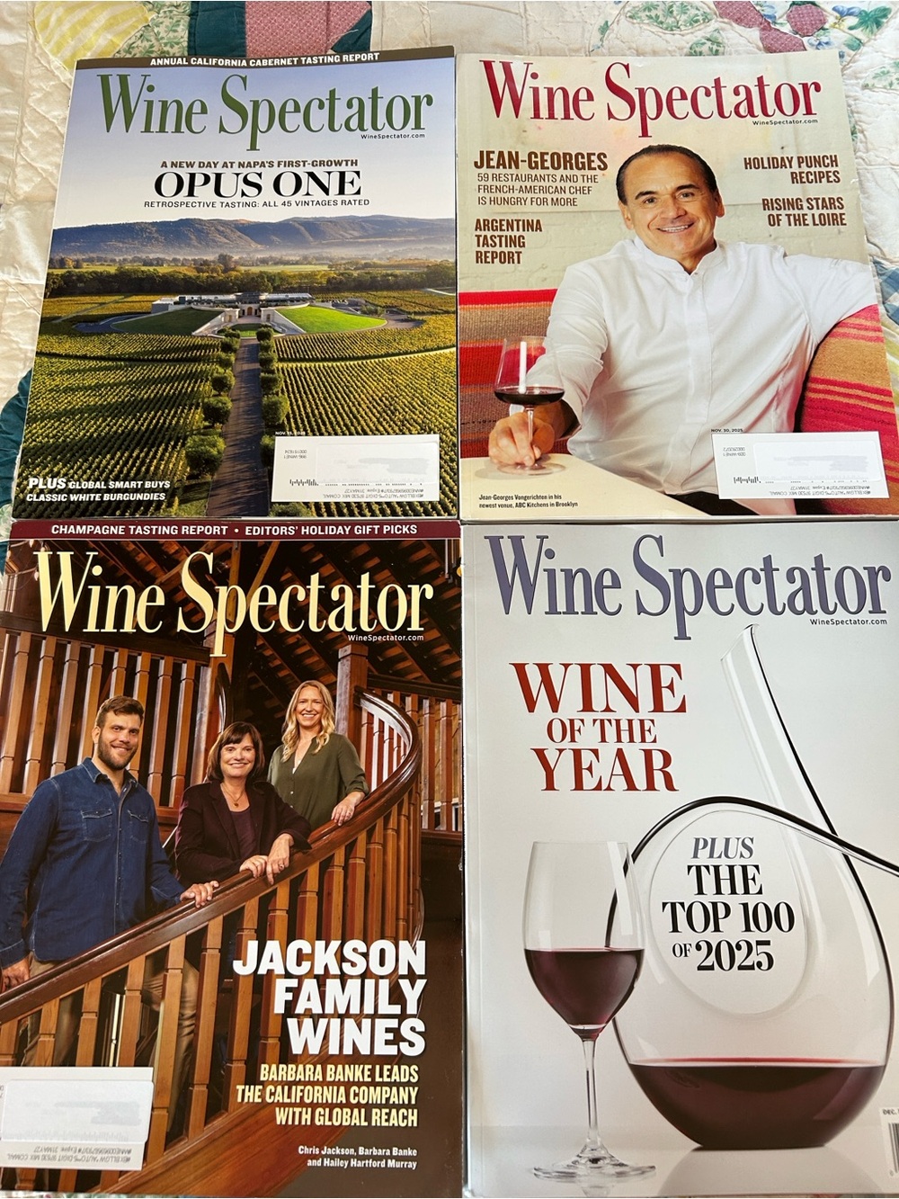 Wine Spectator Magazine Set - November 2025 - January 2026